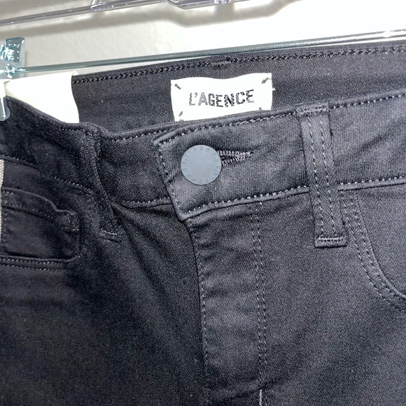 L'AGENCE | Margot Rhinestone Crystal-Stripe High-Rise Skinny Jeans in Black | 25 - Picture 9 of 14